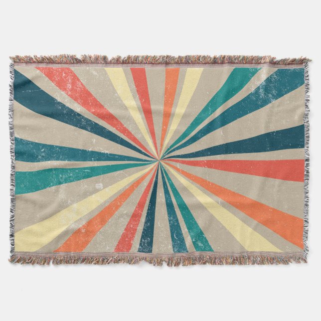 Farbenfrohe Retro-Regenbogen-Sonnenbrust Decke (Vorderseite)