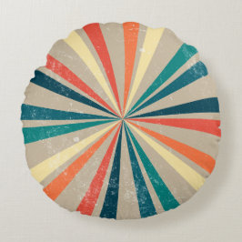 Farbenfrohe Retro-Regenbogen-Sonnenbrust Rundes Kissen