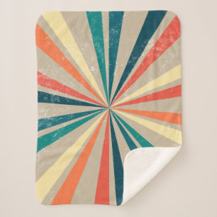 Farbenfrohe Retro-Regenbogen-Sonnenbrust Sherpadecke