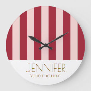 Farbenfrohe Retro Rote Farbe Moderne Streifen Große Wanduhr