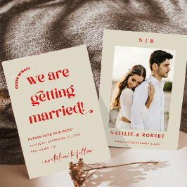 Farbenfrohe Retro Save the Date Einladung