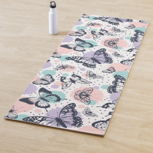 Farbenfrohe Retro-Schmetterlinge Muster. Yogamatte