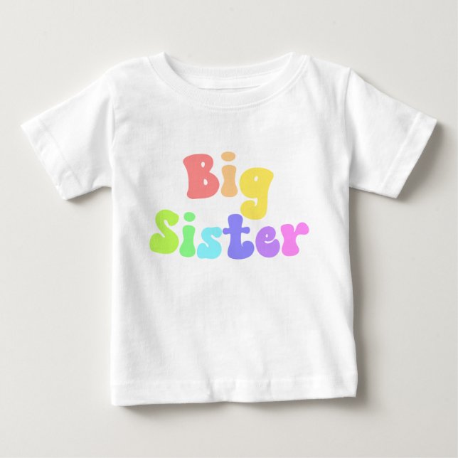 Farbenfrohe Retro-Schriftart Große Schwester Baby T-shirt (Vorderseite)