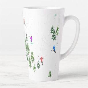 Farbenfrohe Retro-Skifahrer-Abbildung Milchtasse
