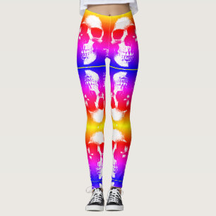 Farbenfrohe Retro Skull Dekorative Leggings