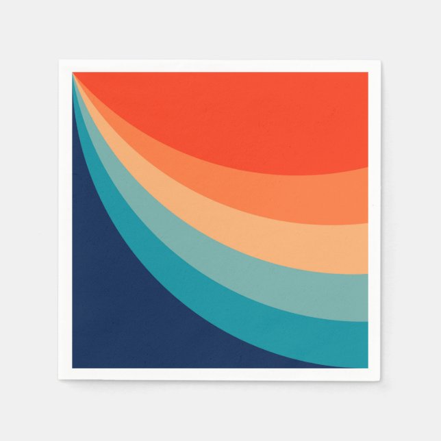 Farbenfrohe Retro-Sonnenstrahlen Serviette (Vorderseite)