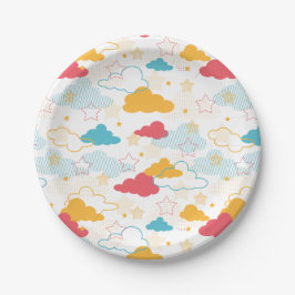 Farbenfrohe Retro Starry Sky Art Muster Pappteller