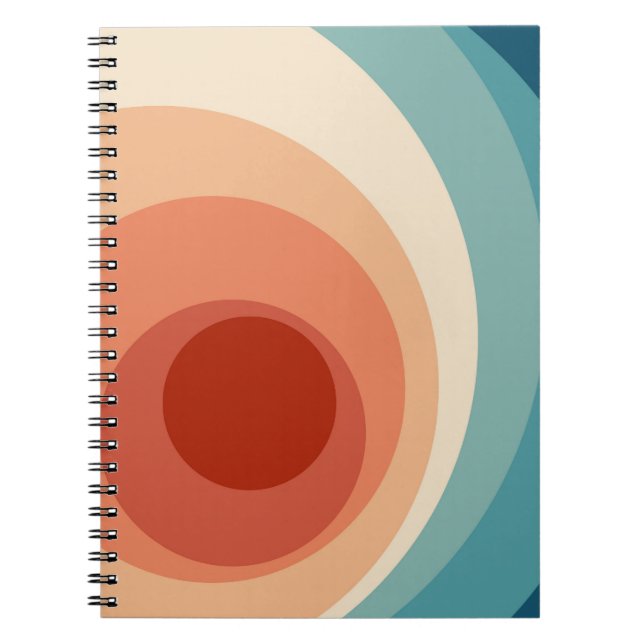 Farbenfrohe Retro-Stil Kreise Design Notizblock (Vorderseite)