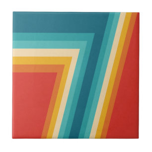 Farbenfrohe Retro-Streifen - 70er, 80er Design Fliese