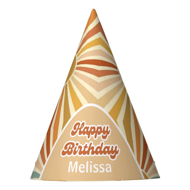 Farbenfrohe Retro Sun Groovy Wave Hallo 40 Geburts Partyhütchen (Vorderseite)