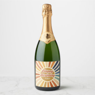 Farbenfrohe Retro Sun Groovy Wave Happy Birthday