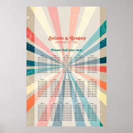 Farbenfrohe Retro Sunburst Wedding Chart Poster