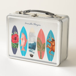 Farbenfrohe Retro-Surfboards Muster-Individuelle N Metall Brotdose