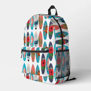 Farbenfrohe Retro-Surfbretter-Muster Zurück zur Sc Bedruckter Rucksack