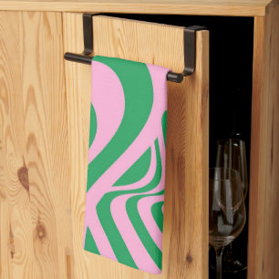Farbenfrohe Retro Swirl Groovy Y2K Muster Geschirrtuch