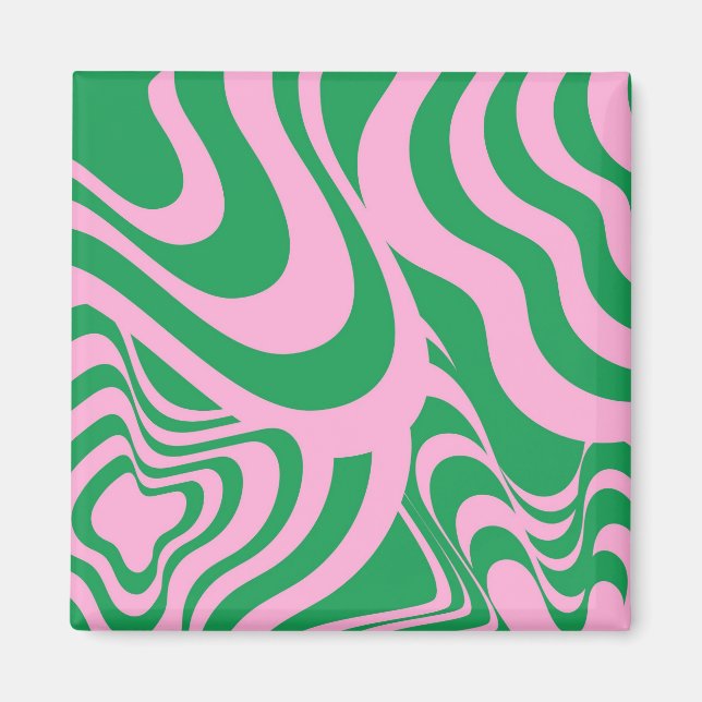 Farbenfrohe Retro Swirl Groovy Y2K Muster Magnet (Vorne)