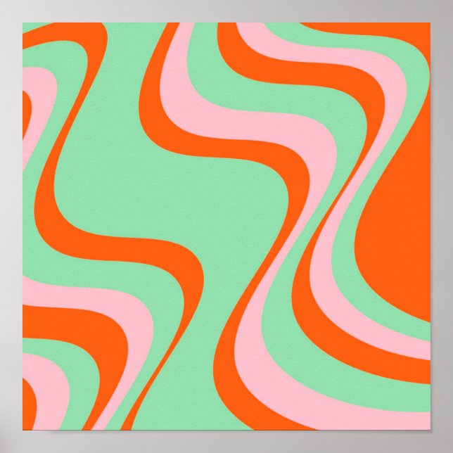 Farbenfrohe Retro Swirl Groovy Y2K Muster Poster (Vorne)