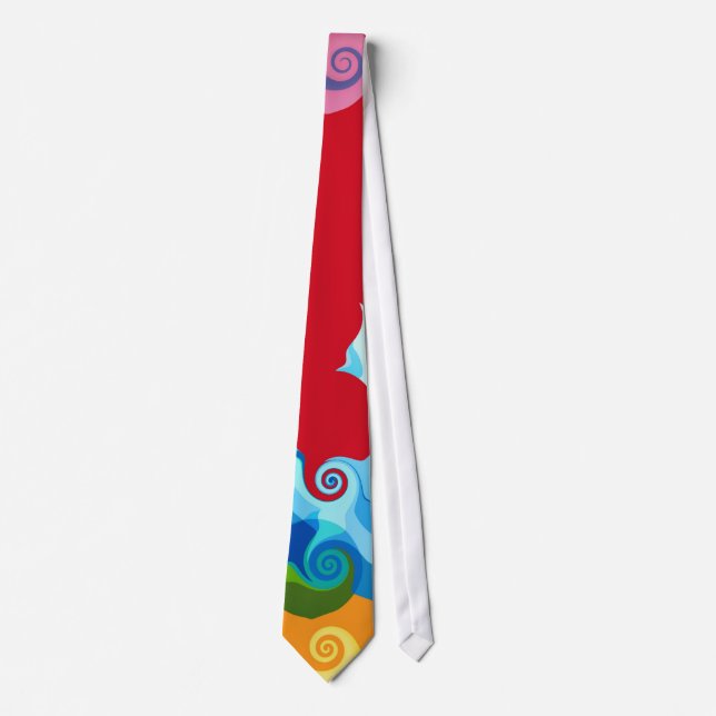 Farbenfrohe Retro Swirl Malerei Abstrakt Art Krawatte (Vorderseite)