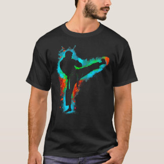 Farbenfrohe Retro-Taekwondo-Männer Jungen Kampfspo T-Shirt