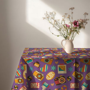 Farbenfrohe Retro-Tischdecke Groovy Pastell-Akzent Tischdecke