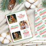 Farbenfrohe Retro Typografie Chic Familie Weihnach Feiertagskarte<br><div class="desc">Farbenfrohe Retro Typografie Chic Weihnachtskarte der Familie</div>