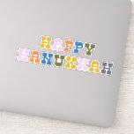 Farbenfrohe Retro-Typografie Hanukkah Aufkleber<br><div class="desc">Feiern Sie das Festival der Lichter mit diesem lebendigen Aufkleber "Happy Hanukkah"! Dieser Aufkleber mit kühnen,  bunten Schriftzeichen und einer Retro-Touch eignet sich hervorragend zum Dekorieren von Geschenken,  Grußkarten,  Laptops oder Feiertagsgefallen. Ein lustiger und festlicher Weg,  Hanukkah zu verbreiten jubeln!</div>