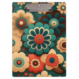 Farbenfrohe Retro-Vintage Blume Klemmbrett