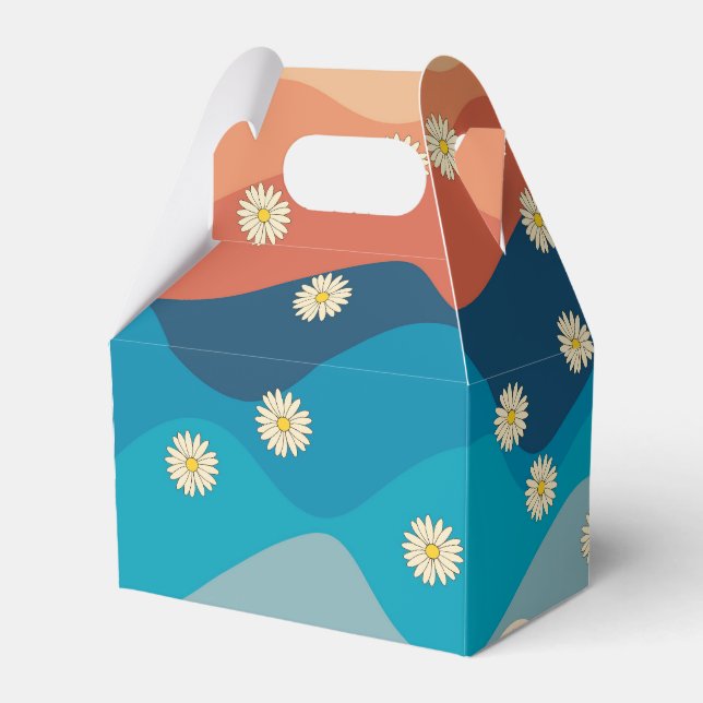 Farbenfrohe Retro Waves & Daisises Muster Geschenkschachtel (Vorderseite)