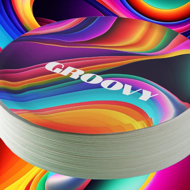 Farbenfrohe Retro Waves Groovy Pappteller (Von Creator hochgeladen)