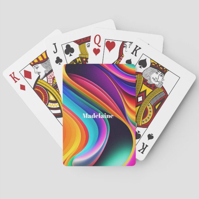 Farbenfrohe Retro Waves Persönliche Spielkarten (Rückseite)