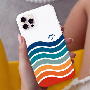 Farbenfrohe Retro Wavy Stripes Muster mit Monogram Case-Mate iPhone Hülle