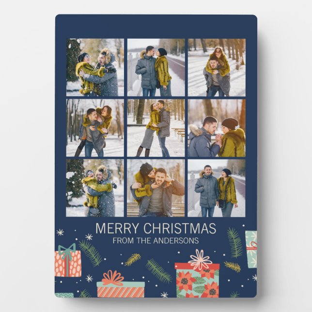 Farbenfrohe Retro Weihnachten Geschenkboxen 9 Foto Fotoplatte (Vorderseite)