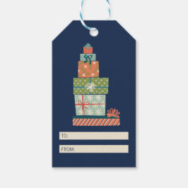 Farbenfrohe Retro Weihnachten-Geschenkboxen Geschenkanhänger