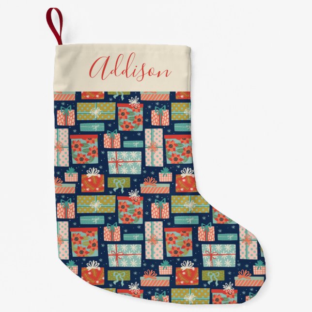 Farbenfrohe Retro Weihnachten-Geschenkboxen Kleiner Weihnachtsstrumpf (Vorderseite)