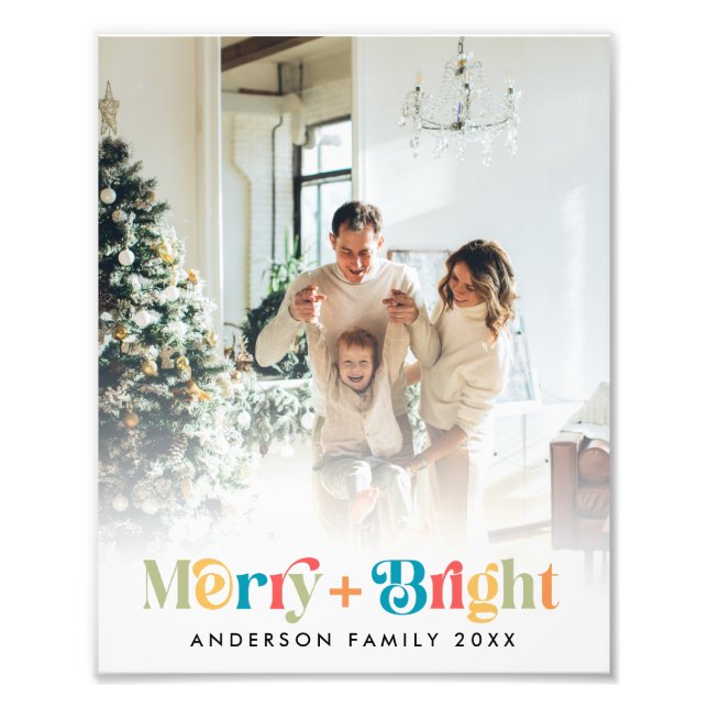 Farbenfrohe Retro Weihnachtsfamilie Foto (Vorne)