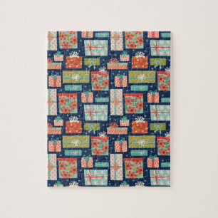 Farbenfrohe Retro Weihnachtsfeiertage Geschenkboxe