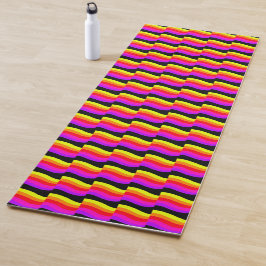 Farbenfrohe Retro-Wellen Streifen Yogamatte
