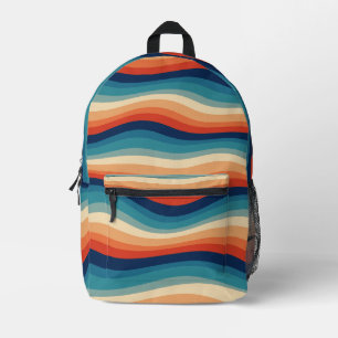 Farbenfrohe Retro-Wellen Vintage Bedruckter Rucksack