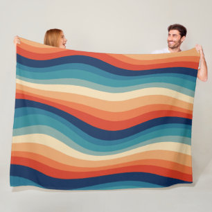 Farbenfrohe Retro-Wellen Vintage Fleecedecke