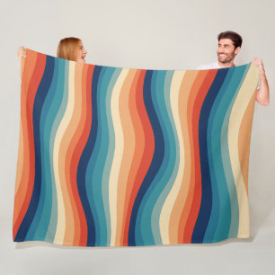 Farbenfrohe Retro-Wellen Vintage Fleecedecke