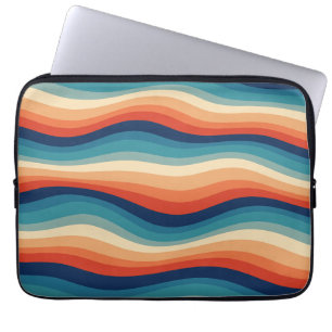 Farbenfrohe Retro-Wellen Vintage Laptopschutzhülle