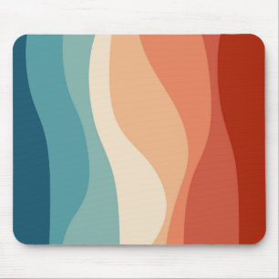 Farbenfrohe Retro-Wellendekoration Mousepad