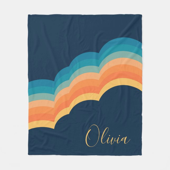 Farbenfrohe Retro-Wolken-Design Fleecedecke (Vorderseite)