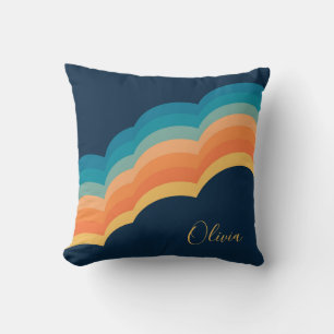 Farbenfrohe Retro-Wolken-Design Kissen