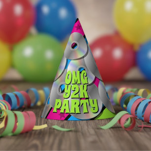 Farbenfrohe Retro Y2K Music CDs Pop Art Party Hat Partyhütchen