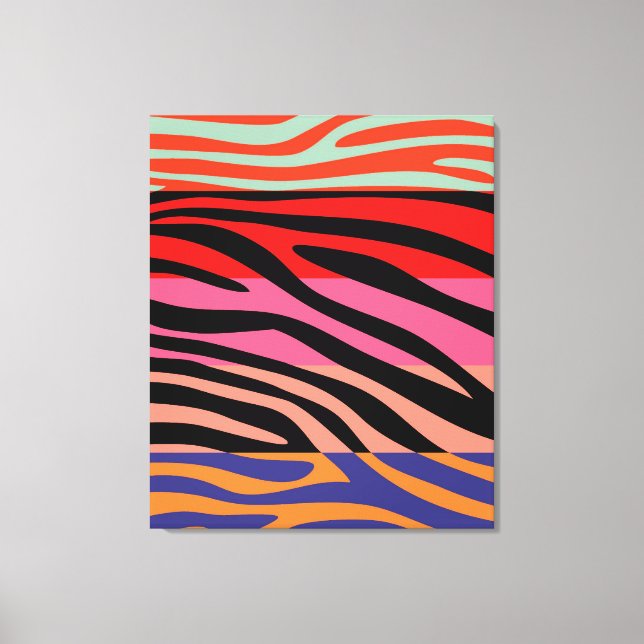 Farbenfrohe Retro Zebra Streifen Muster 8 Leinwanddruck (Vorderseite)