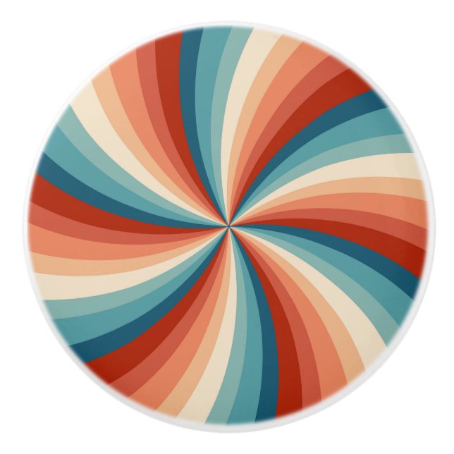 Farbenfrohe Retrosonnen Keramikknauf (Vorderseite)