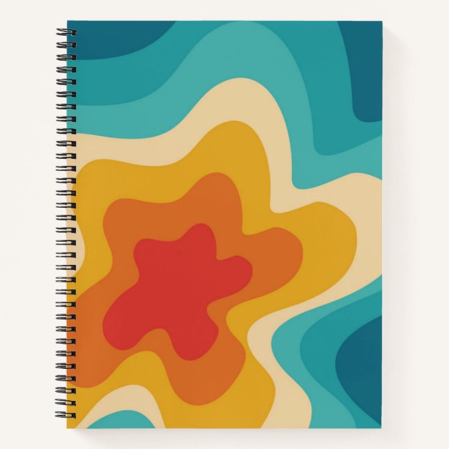 Farbenfrohe Retrostil, wirres Design Notizbuch (Vorderseite)