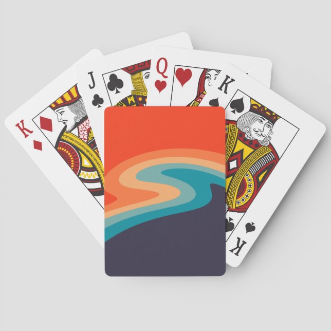 Farbenfrohe Retrostil, wirres Design Spielkarten (Rückseite)