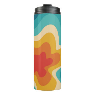 Farbenfrohe Retrostil, wirres Design Thermosbecher